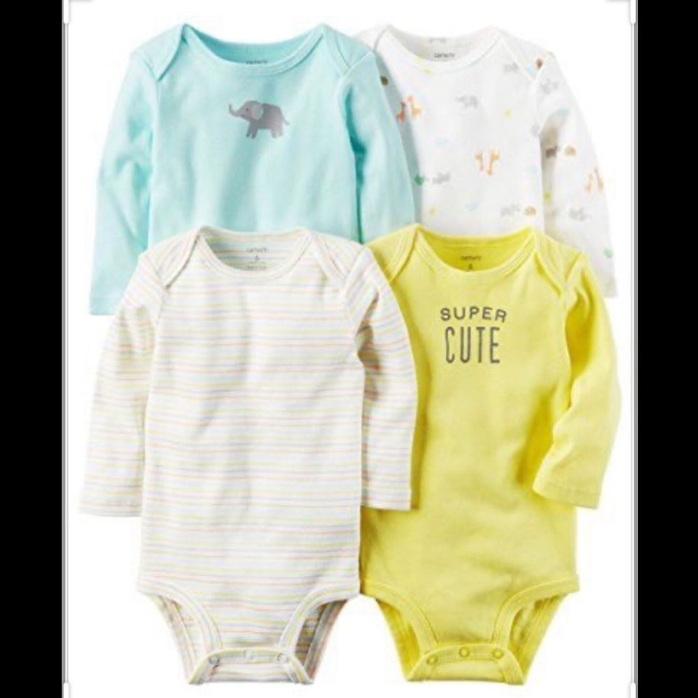 CARTER'S 4PK NEUTRAL COLORS BABY B/G BODYSUITS SET